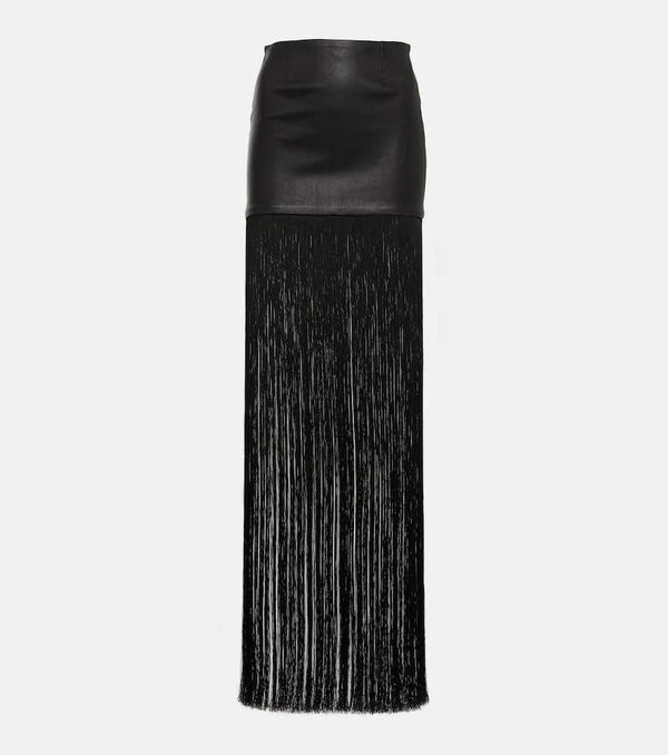 Stouls Shanghai fringed leather maxi skirt