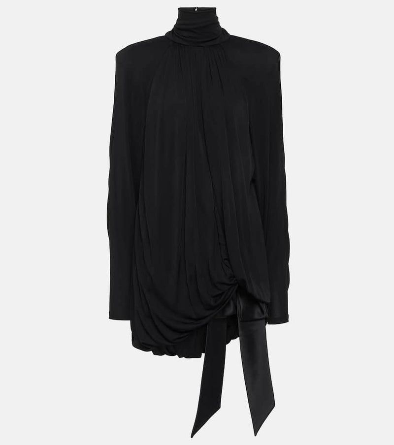 Saint Laurent Gathered jersey minidress