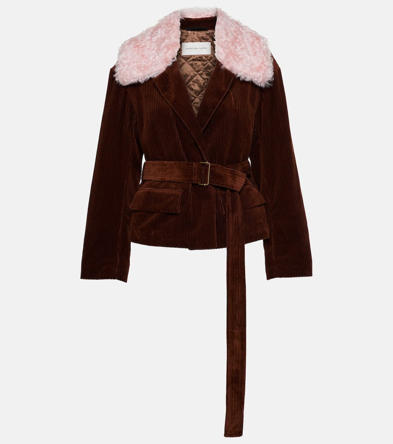Dries Van Noten Corduroy And Faux Fur Jacket Purple