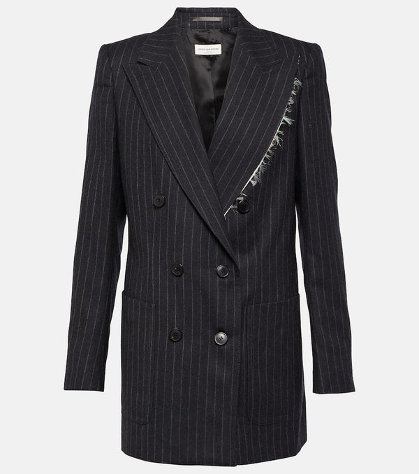 Dries Van Noten Pinstripe double-breasted wool-blend blazer