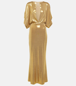 Norma Kamali Obie metallic jersey maxi dress