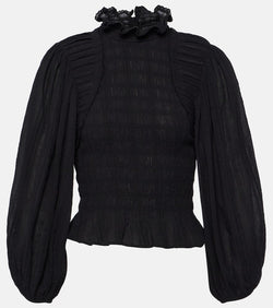 Marant Etoile Idris smocked cotton-blend blouse