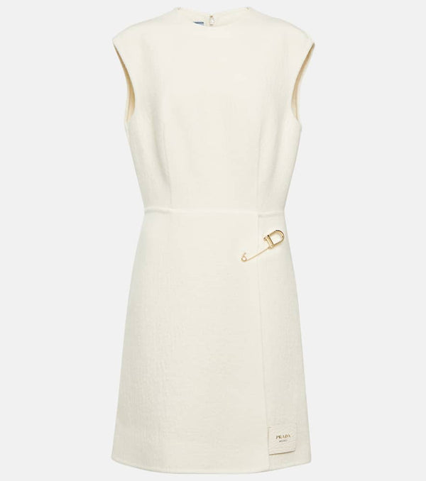 Prada Embellished wool-blend minidress