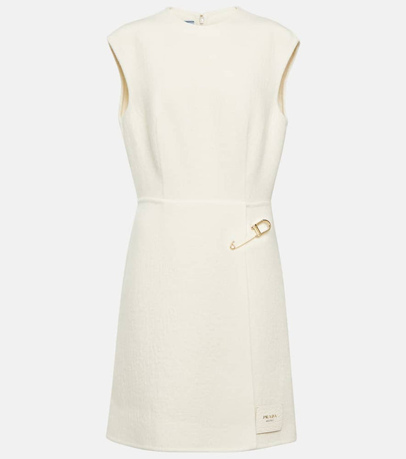 Prada Embellished wool-blend minidress