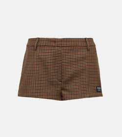 Prada Houndstooth virgin wool shorts