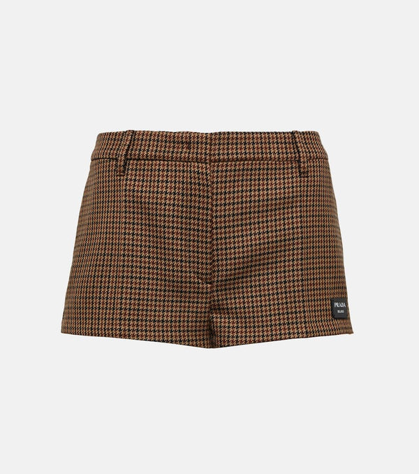 Prada Houndstooth virgin wool shorts