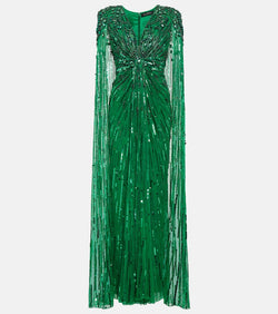 Jenny Packham Lotus Lady embellished caped gown