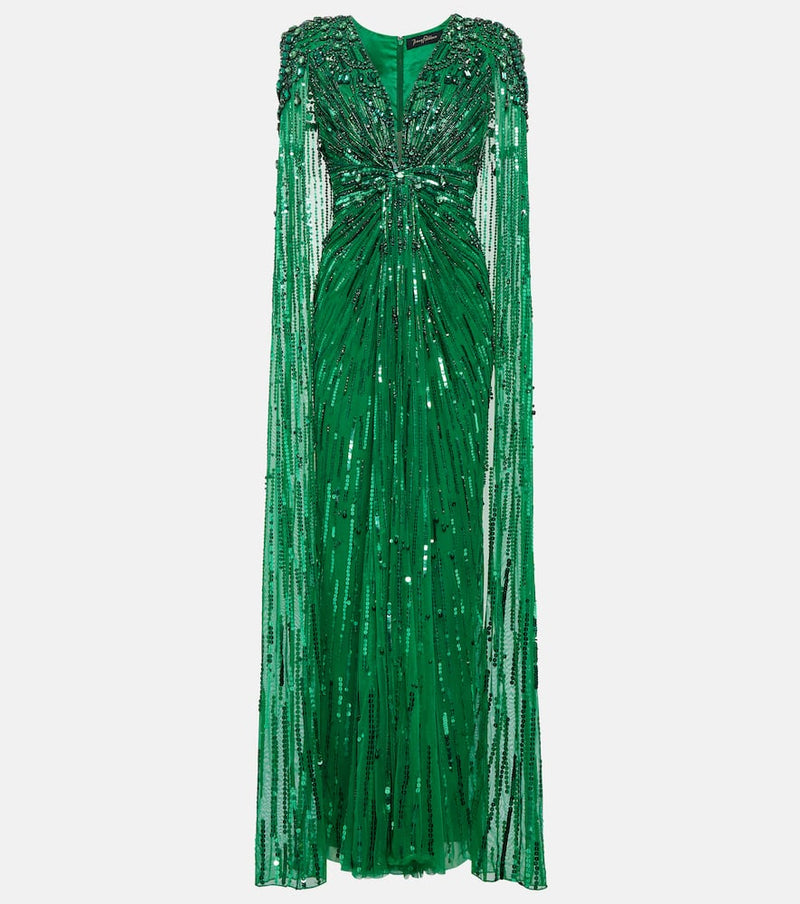 Jenny Packham Lotus Lady embellished caped gown