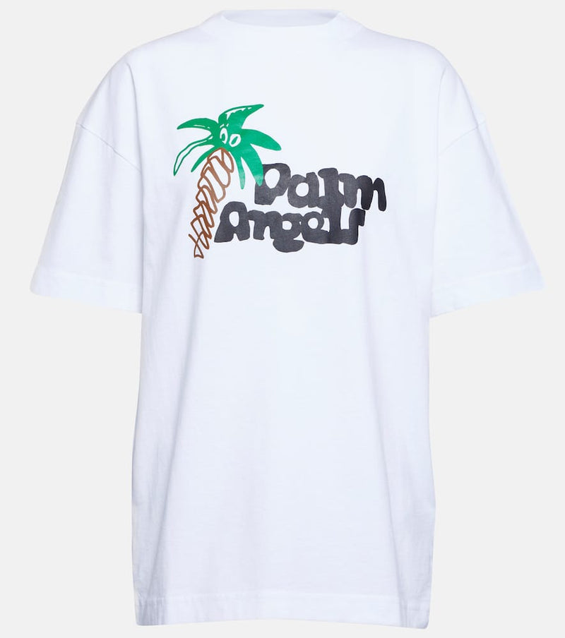 Palm Angels Logo Printed Cotton T-Shirt White