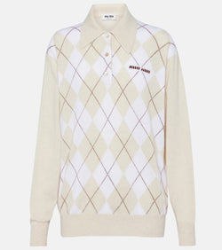 Miu Miu Argyle cashmere polo shirt