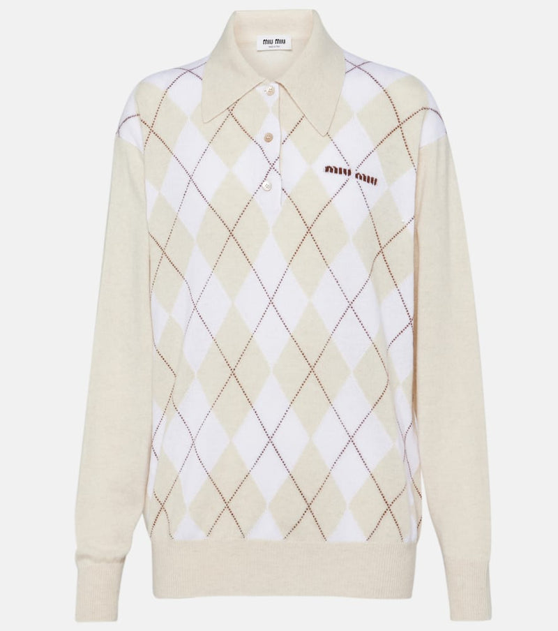 Miu Miu Argyle cashmere polo shirt