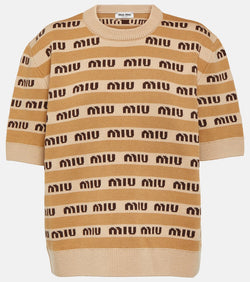 Miu Miu Logo intarsia wool sweater