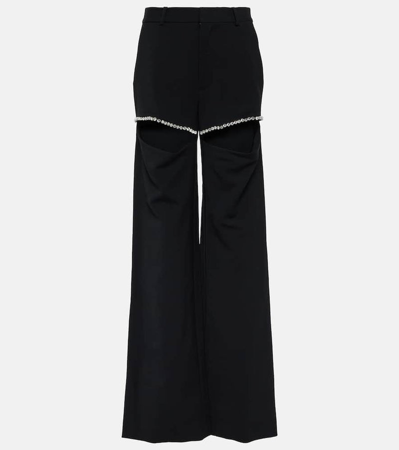 Area Crystal embellished wool-blend crêpe pants