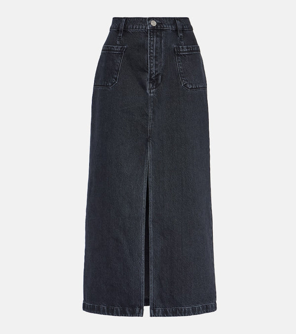 Frame Le Bardot denim midi skirt