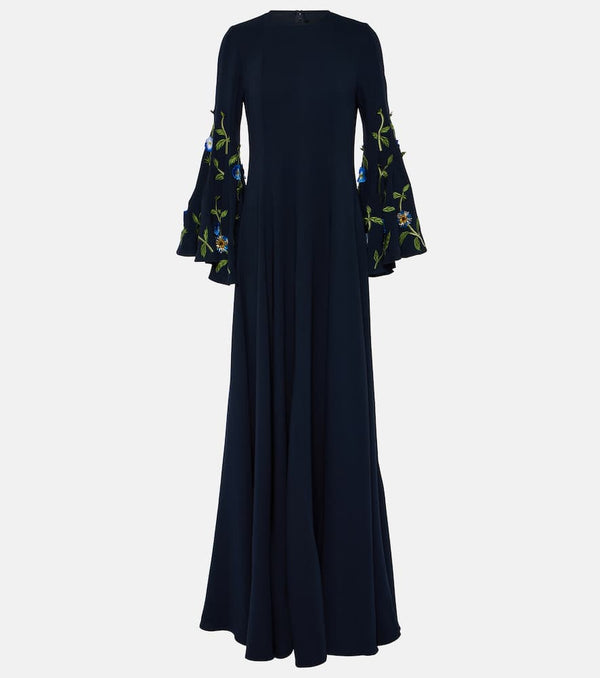 Oscar de la Renta Embroidered silk-blend gown