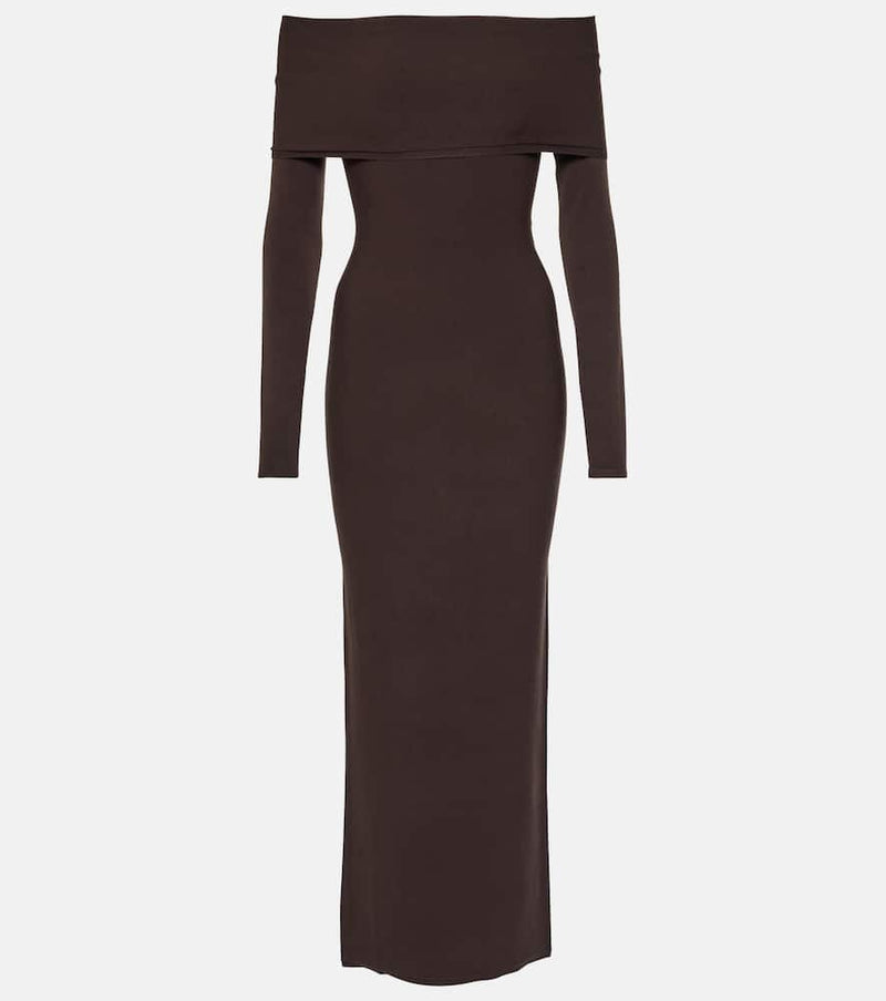 Alaïa Off-shoulder jersey midi dress