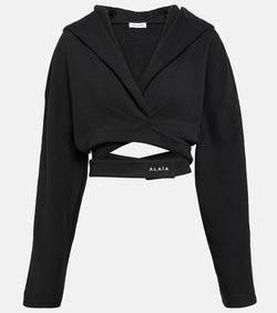 Alaïa Cropped cotton jersey hoodie