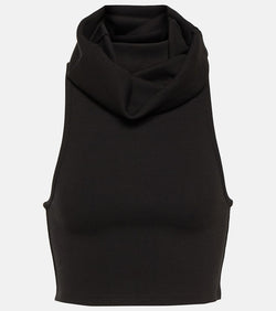 Alaïa Hooded cotton-blend crop top