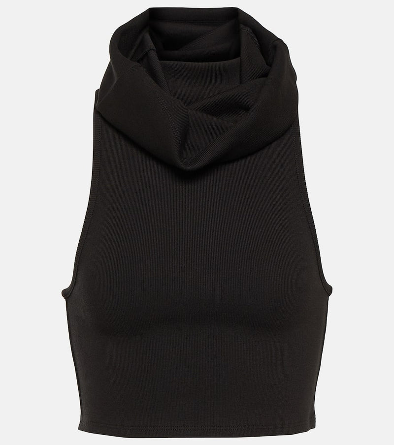 Alaïa Hooded cotton-blend crop top