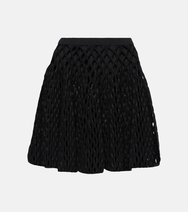 Alaïa High-rise wool-blend open-knit miniskirt