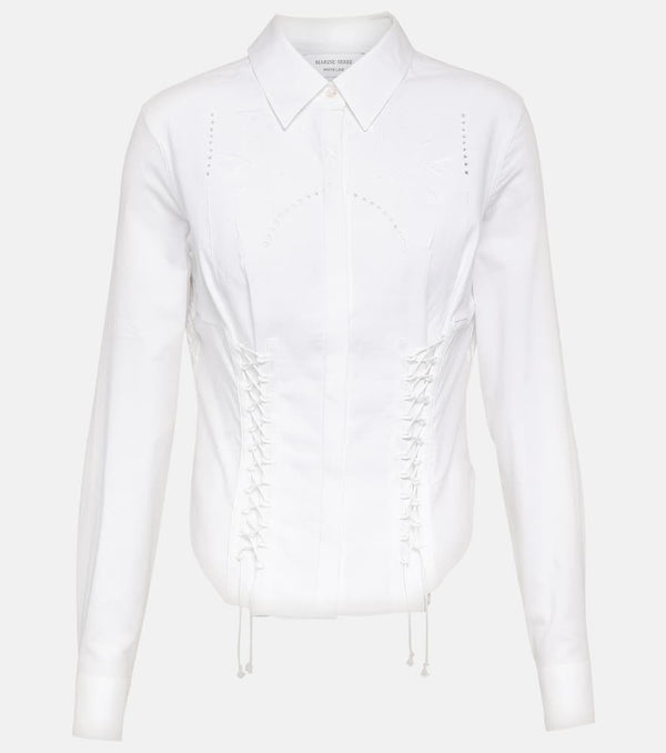 Marine Serre Embroidered openwork linen shirt