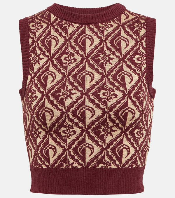 Marine Serre Jacquard wool-blend sweater vest