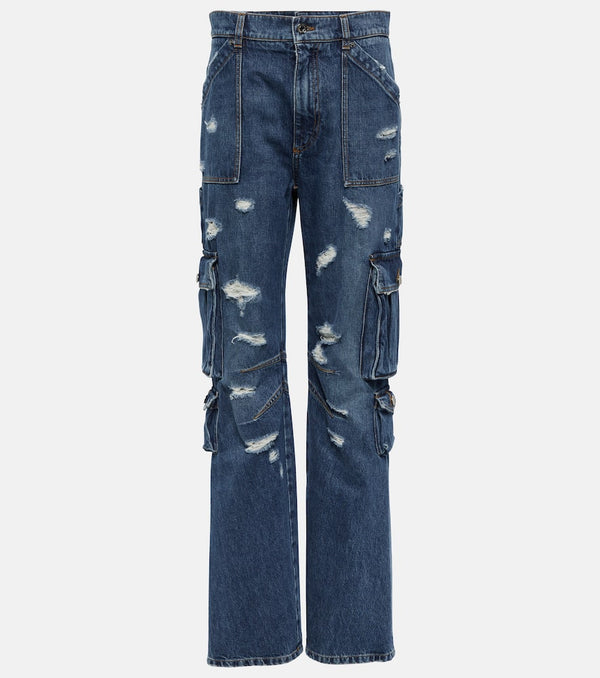 Dolce & Gabbana Distressed high-rise cargo jeans
