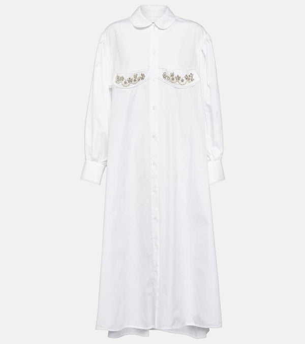 Simone Rocha Crystal-embellished cotton midi dress