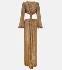 Costarellos Galena striped cutout fil coupe gown