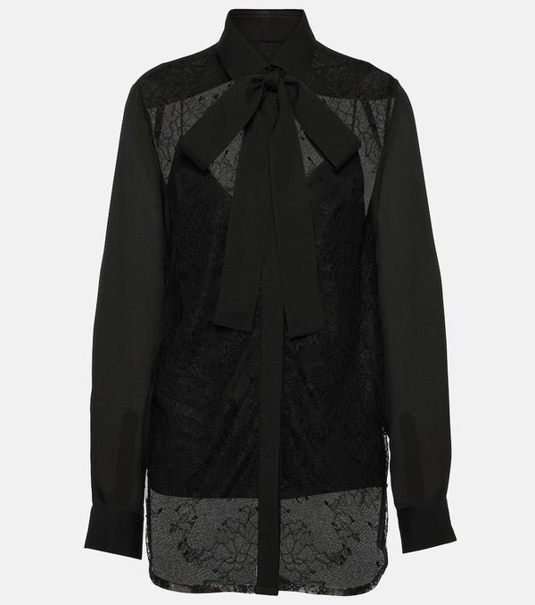 Elie Saab Lace-trimmed silk-blend blouse