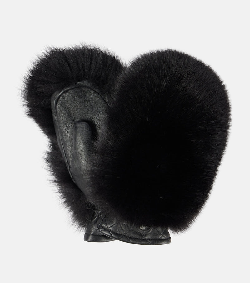 Goldbergh Hill faux shearling and leather mittens