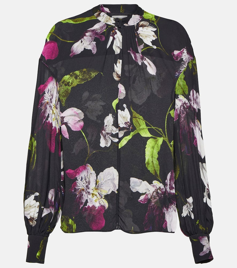 Erdem Floral gathered crêpe blouse