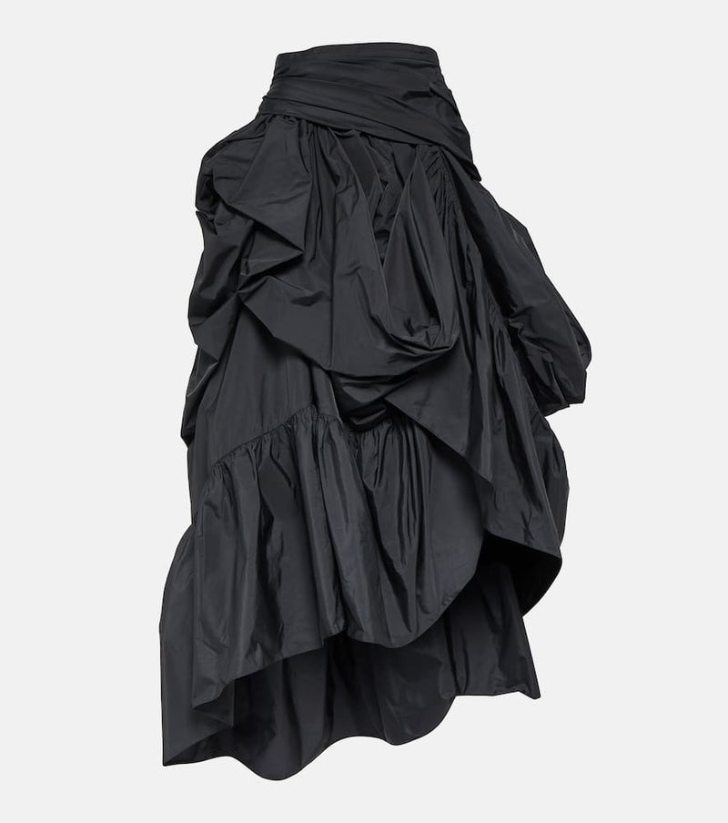 Erdem Asymmetric ruffled taffeta maxi skirt