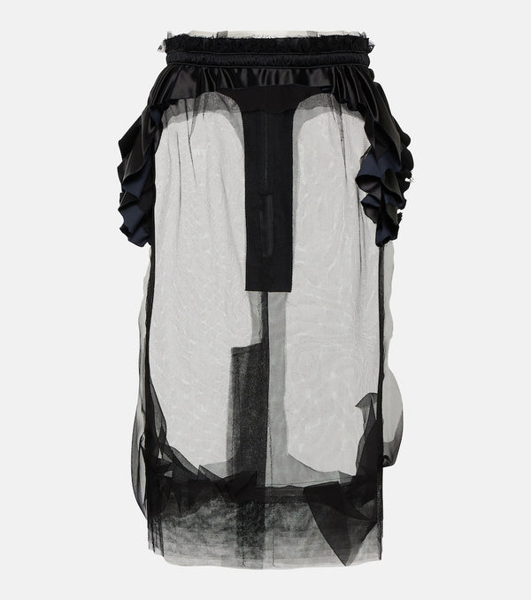 Maison Margiela Ruffle-trimmed tulle midi skirt