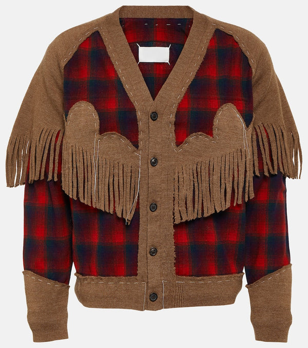 Maison Margiela Fringed checked wool cardigan