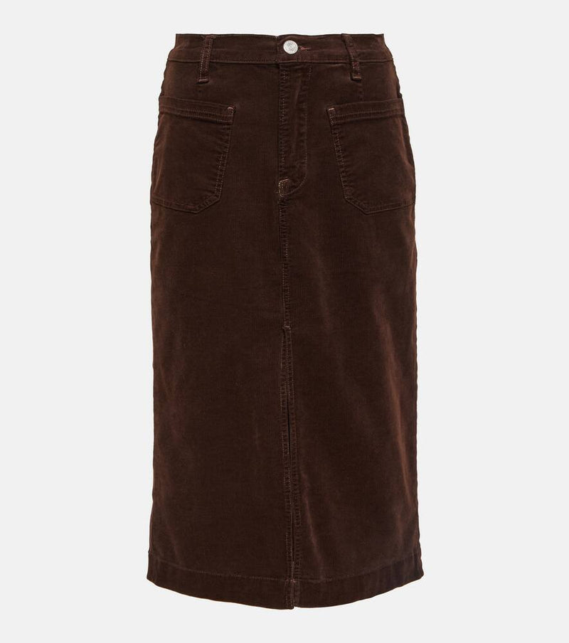 Frame High-rise corduroy midi skirt