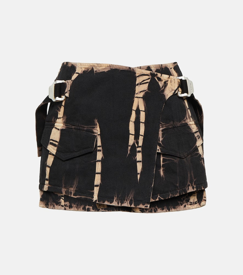Dion Lee Tie-dye denim wrap miniskirt