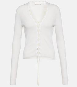 Dion Lee Lace-up ribbed-knit cotton cardigan