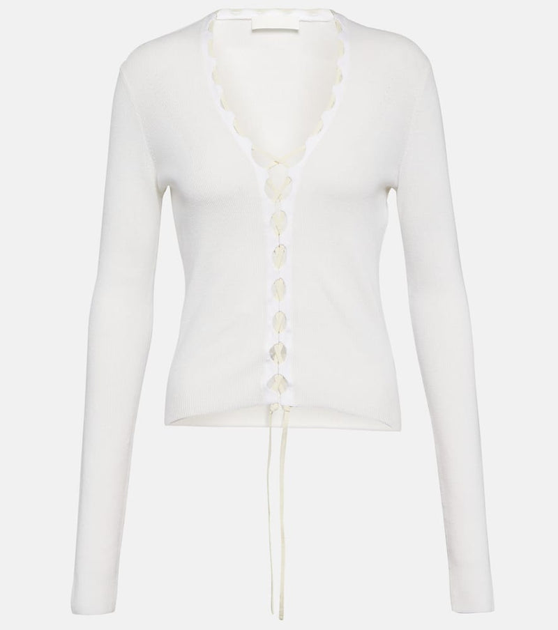 Dion Lee Lace-up ribbed-knit cotton cardigan