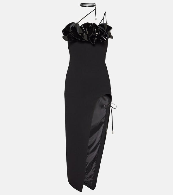 David Koma Floral appliqué wool crepe midi dress