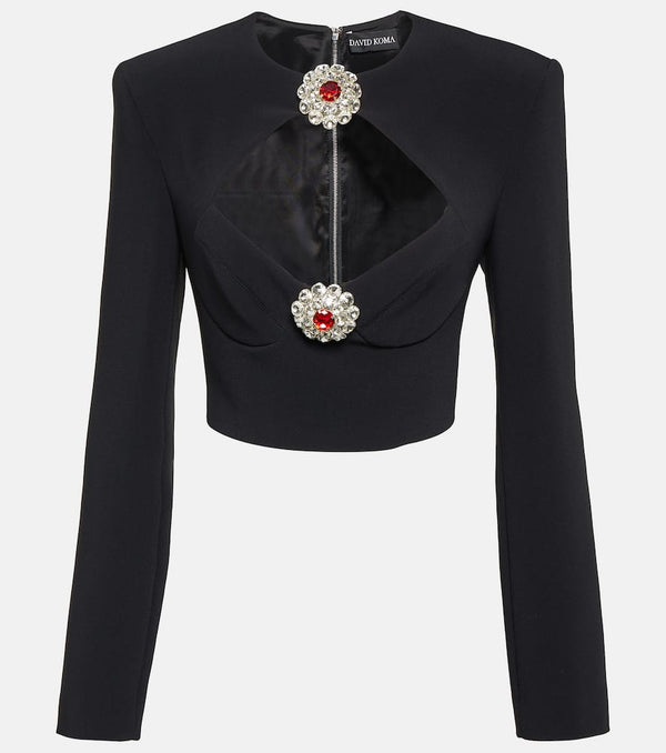 David Koma Crystal-embellished cutout top