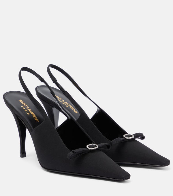 Saint Laurent Aston 95 satin slingback pumps