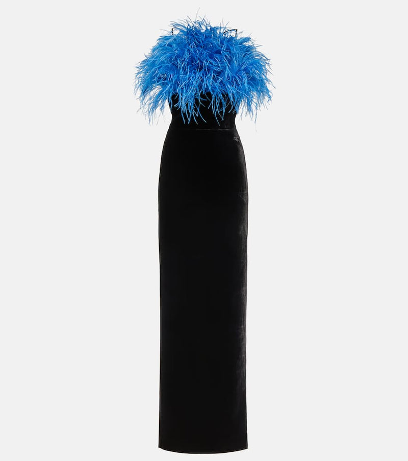 Rasario Feather-trimmed gown