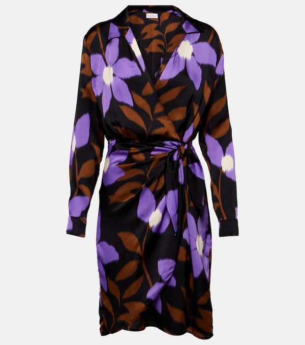 Velvet Printed satin wrap dress