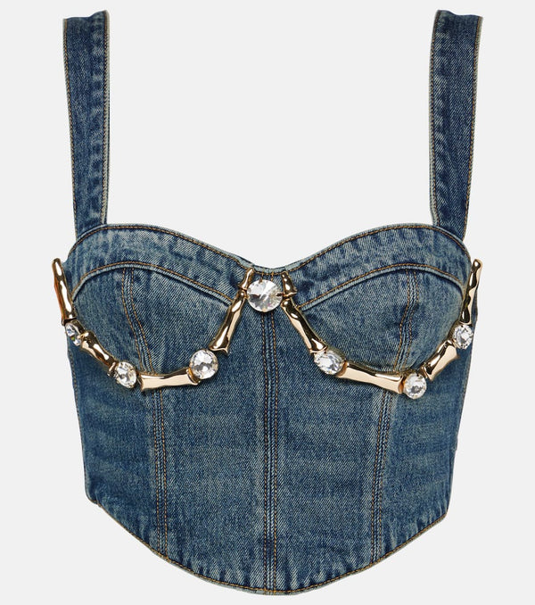 Area Claw embellished denim bustier