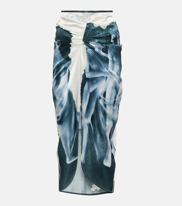 Jacques Wei Printed gathered midi skirt