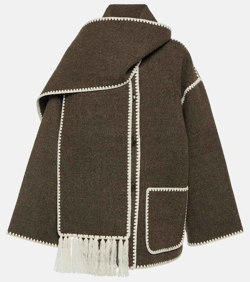 Toteme Embroidered wool-blend scarf jacket