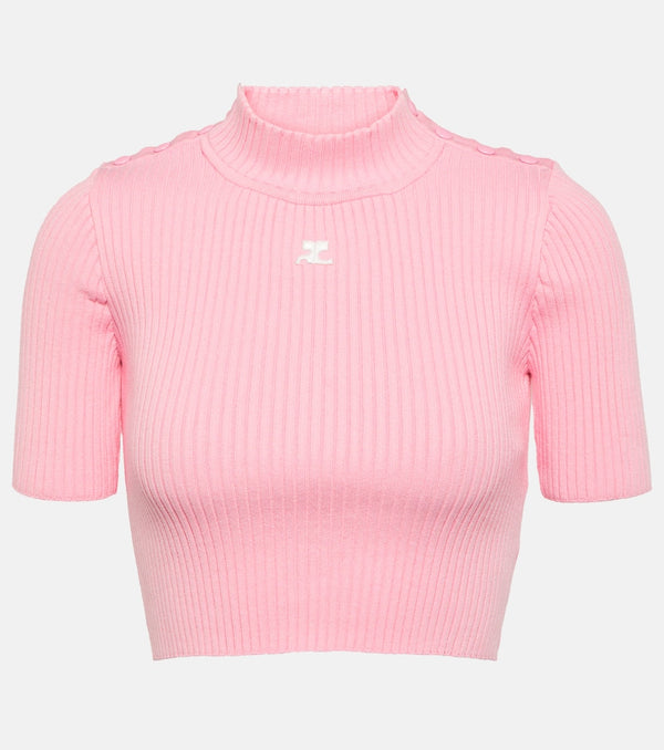 Courrèges Ribbed-knit cropped sweater