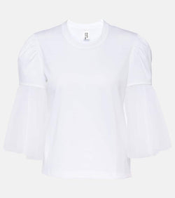 Noir Kei Ninomiya Tulle-trimmed cotton top