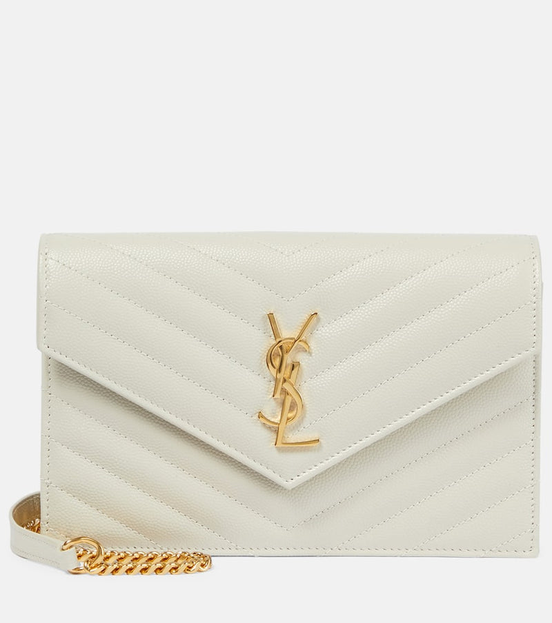 Saint Laurent Cassandre matelasse envelope leather wallet on chain